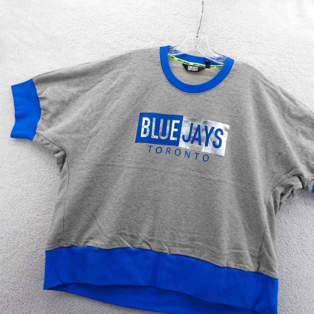 DKNY Sport Shirt Women Small Toronto Blue Jays Grey Blue Vintage Y2K Sweatshirt - Picture 2 of 9
